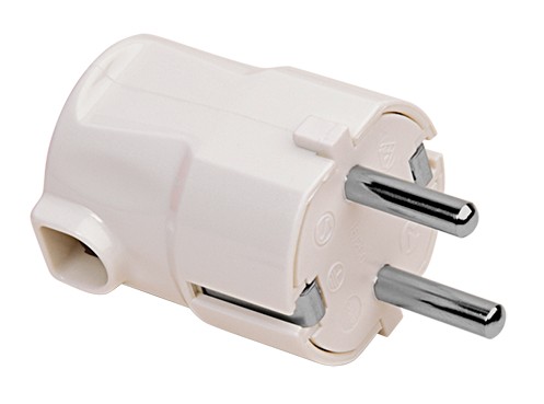 Ficha schuko salida lateral blanca – Conatel Contactum