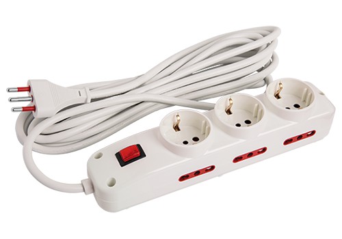 Alargue 3 schuko + 6 modulares ficha 3P 5 m – Conatel Contactum