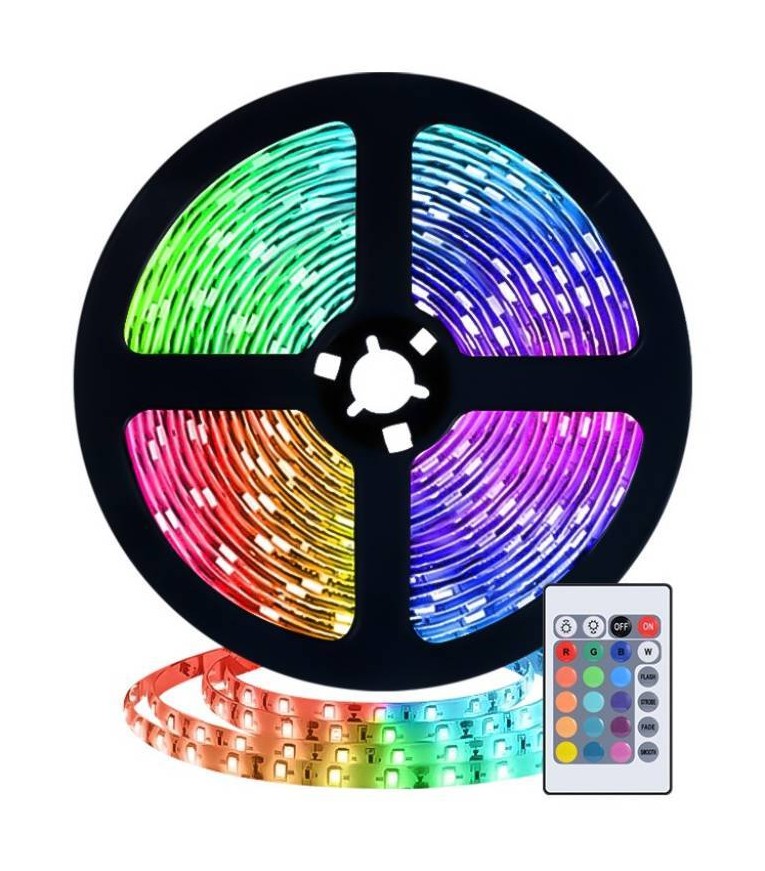Tira luz LED RGB 5050 TV USB 5 metros con control