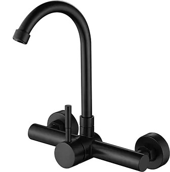 Grifería de cocina pared negro 20 cm acero inoxidable palito monocomando Rimontti