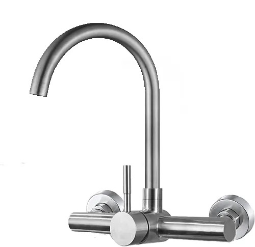 Grifería de cocina pared satin 20 cm acero inoxidable palito monocomando Rimontti