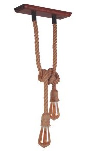 Colgante de cuerda doble con base de madera