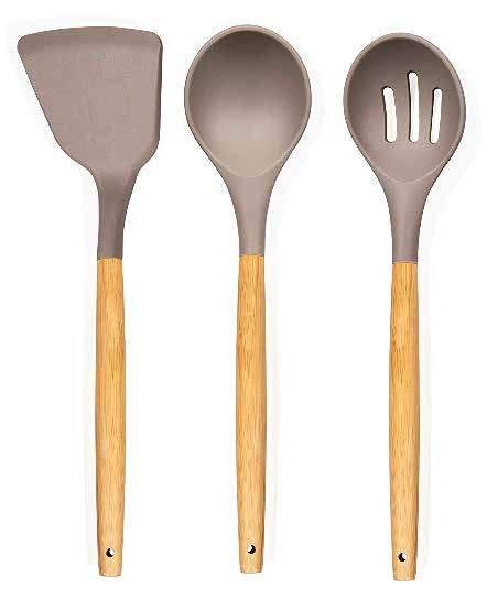 Set 3 utensilios: espátula, cuchara y cuchara calada